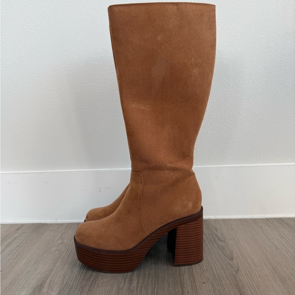 Madden Girl Tan Suede Heeled Boots